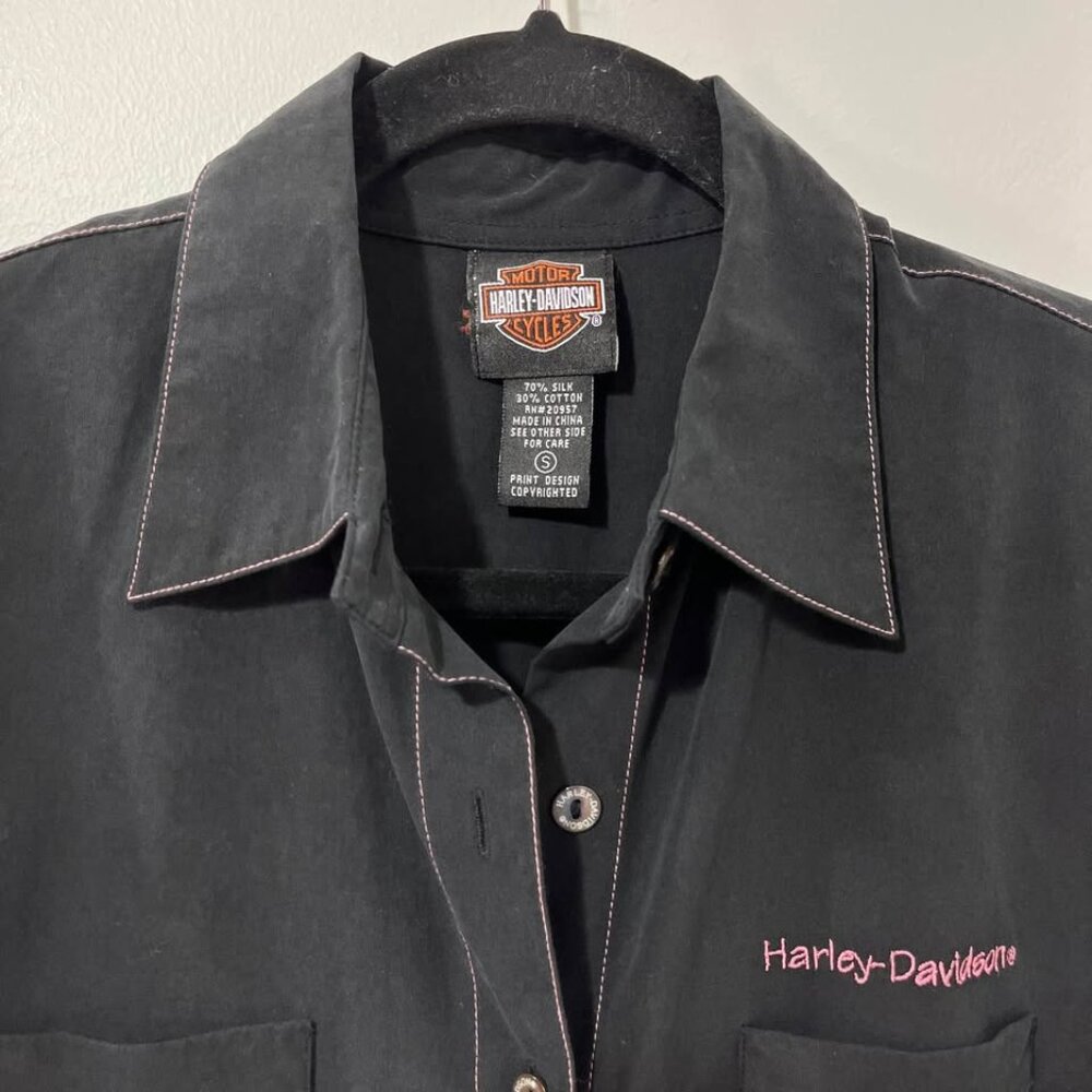 Harley-Davidson Edgy Eagle Statement Button-Down Biker Y2K Short Sleeve [size S] - Picture 5 of 11